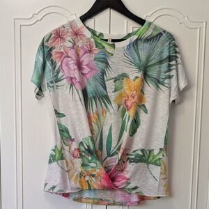 Tryst women Floral White Wrap Blouse Short Sleeve Boxi Size S Spring Summers